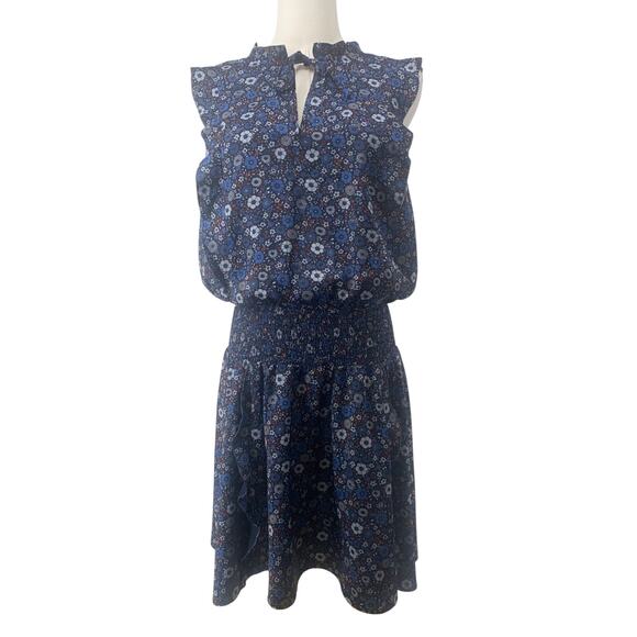 Outerknown Womens Blue Red Floral Mini Dress Sleeveless Elastic Waist Small $228 - Picture 1 of 6